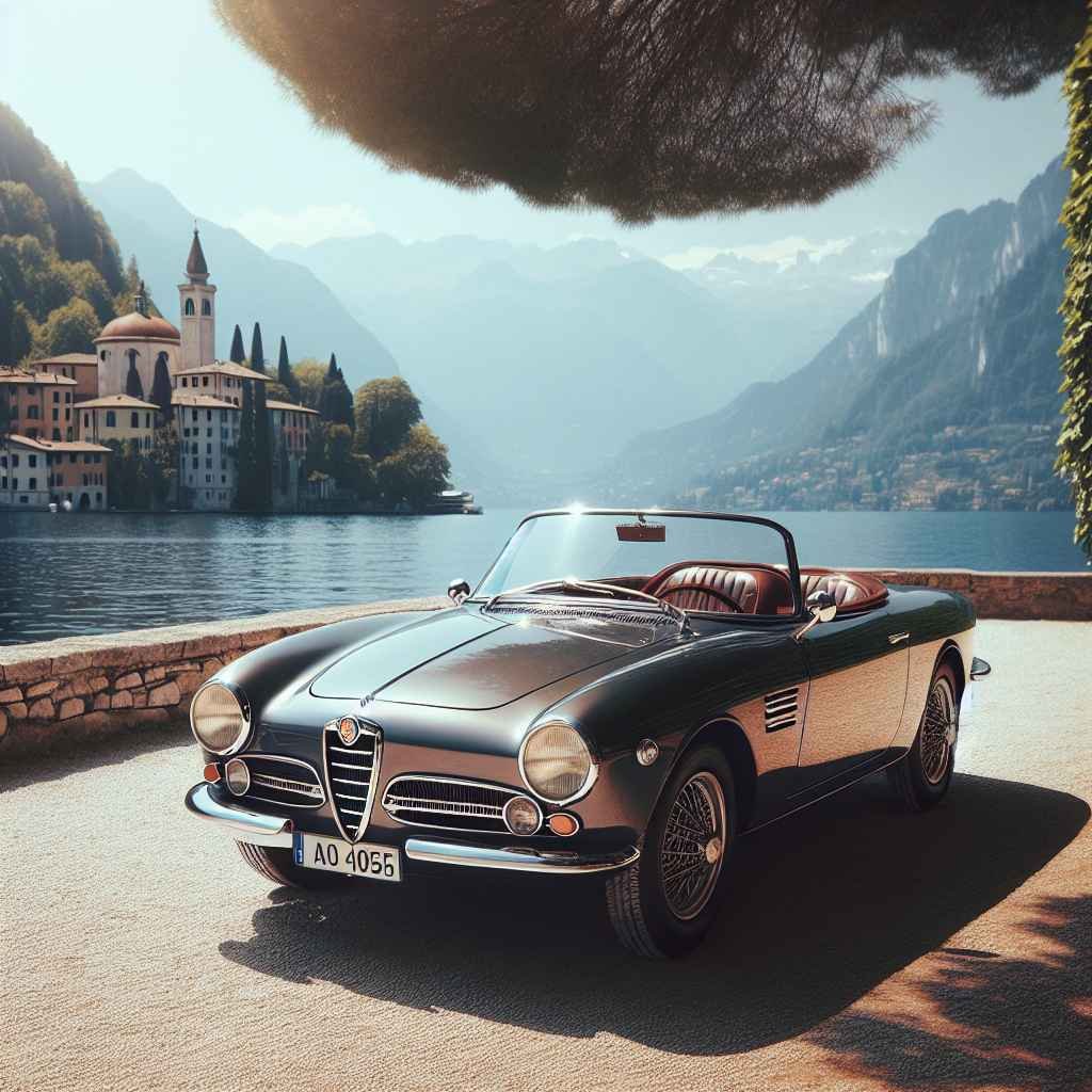 Alfa Romeo Alfetta parkirana uz slikovito talijansko jezero, zrači klasičnom elegancijom i sportskom baštinom.