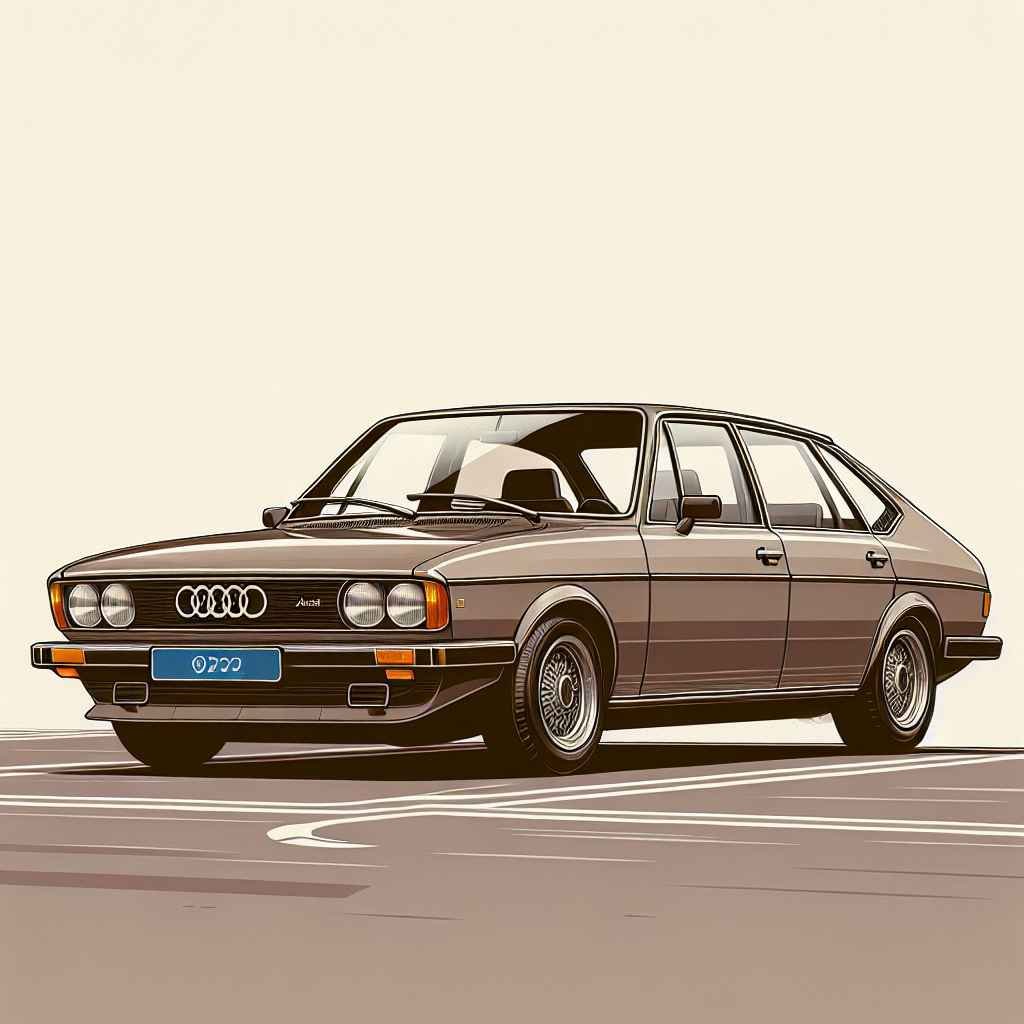 Audi 100 Avant (C2) parkiran, elegantan dizajn, klasična linija, 70-ih godina, značajna povijest, ikona automobilizma.