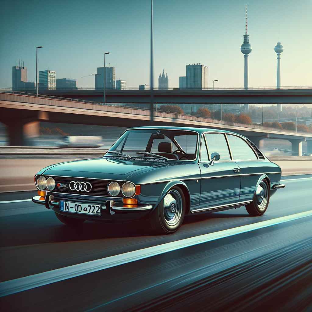 Audi 200 (C1) u pokretu na putu, klasičan dizajn, odražava 70-te.