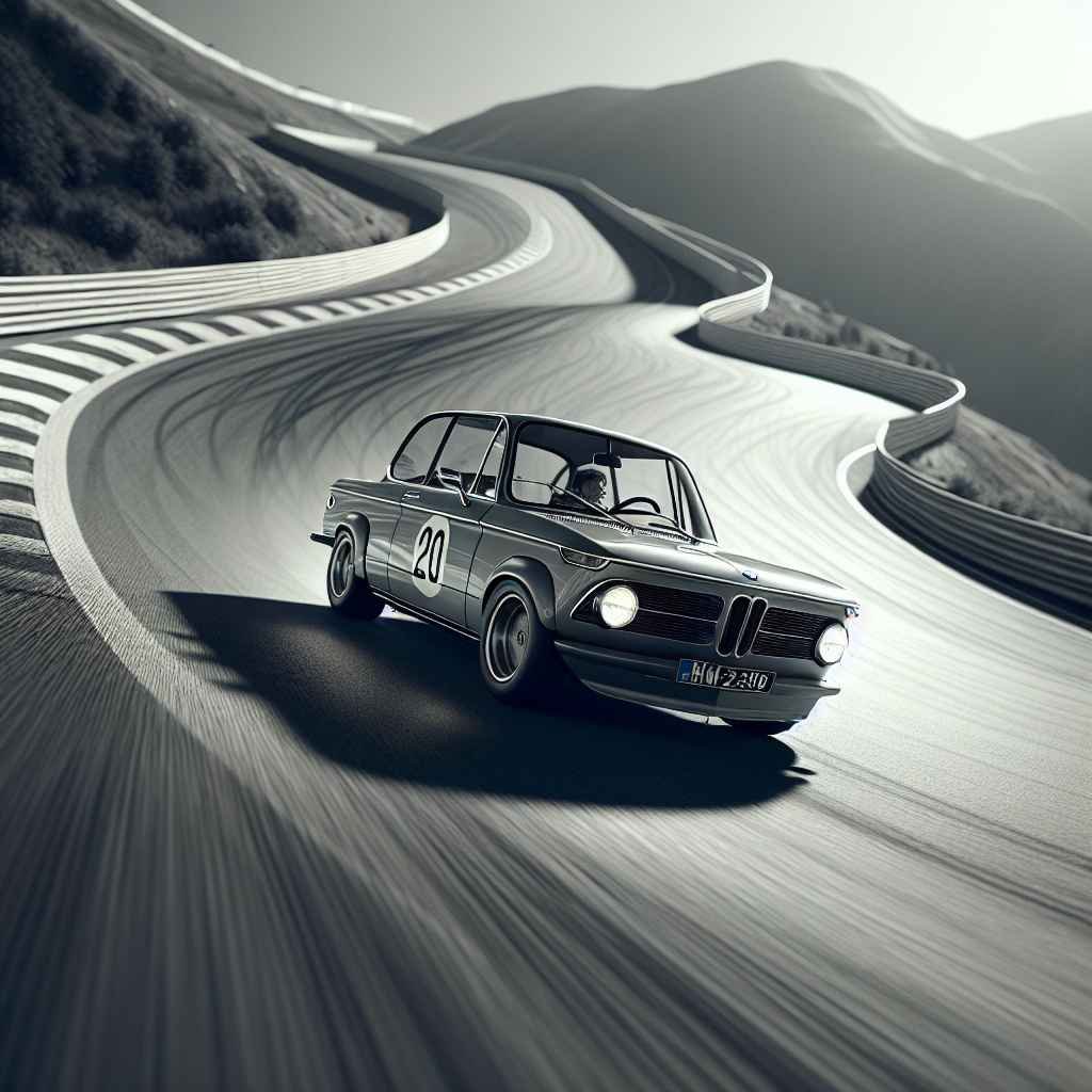 BMW 2002 na padini, agilno u zavoju, naginje se, izražava brzinu i eleganciju.