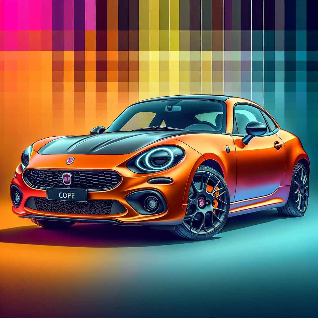Fiat Coupe parkiran, oštar profil, prepoznatljiv dizajn, jarka boja, ikonične prednje svjetiljke.