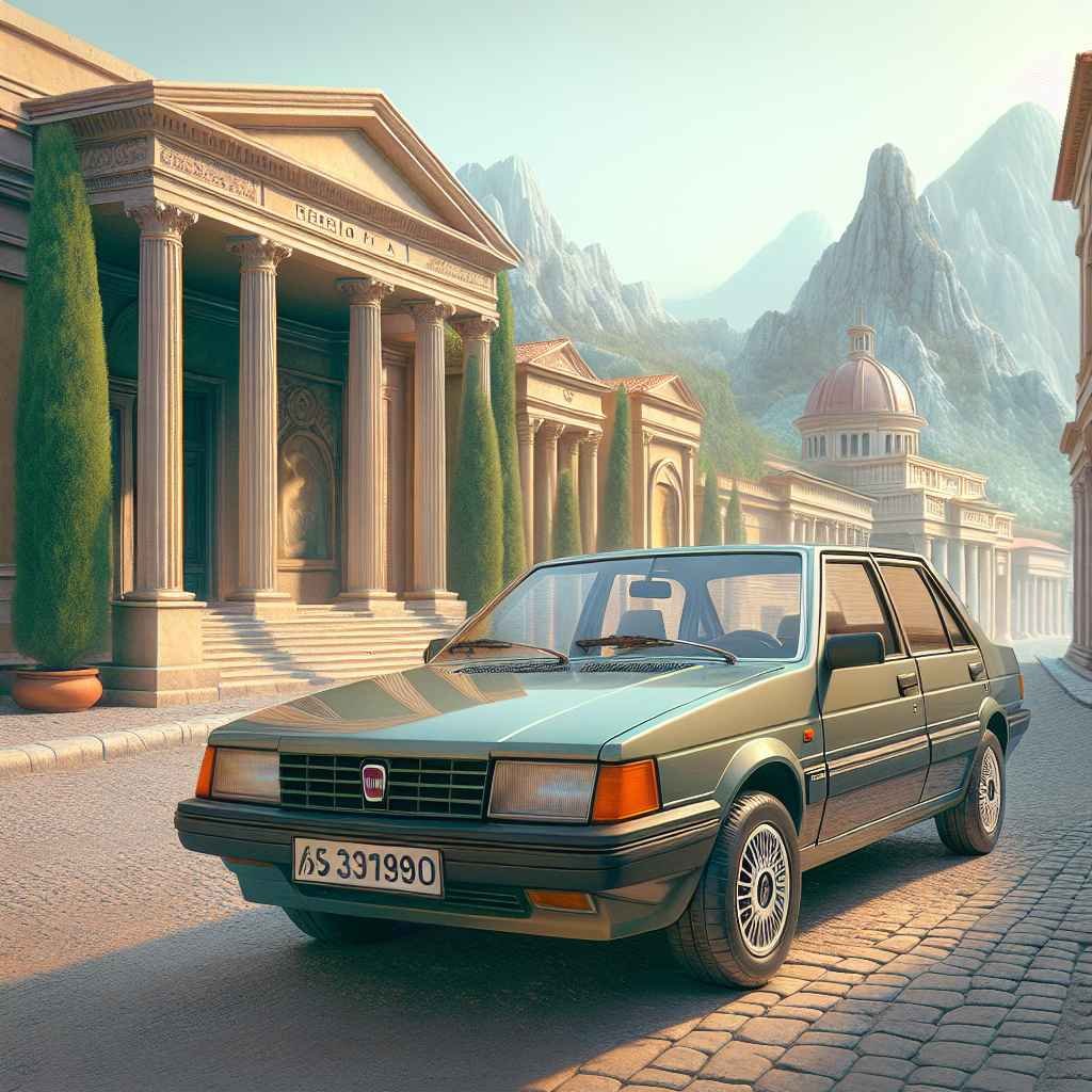 Fiat Tempra parkiran na idiličnoj ulici, klasična arhitektura u pozadini, evocira 90-te.