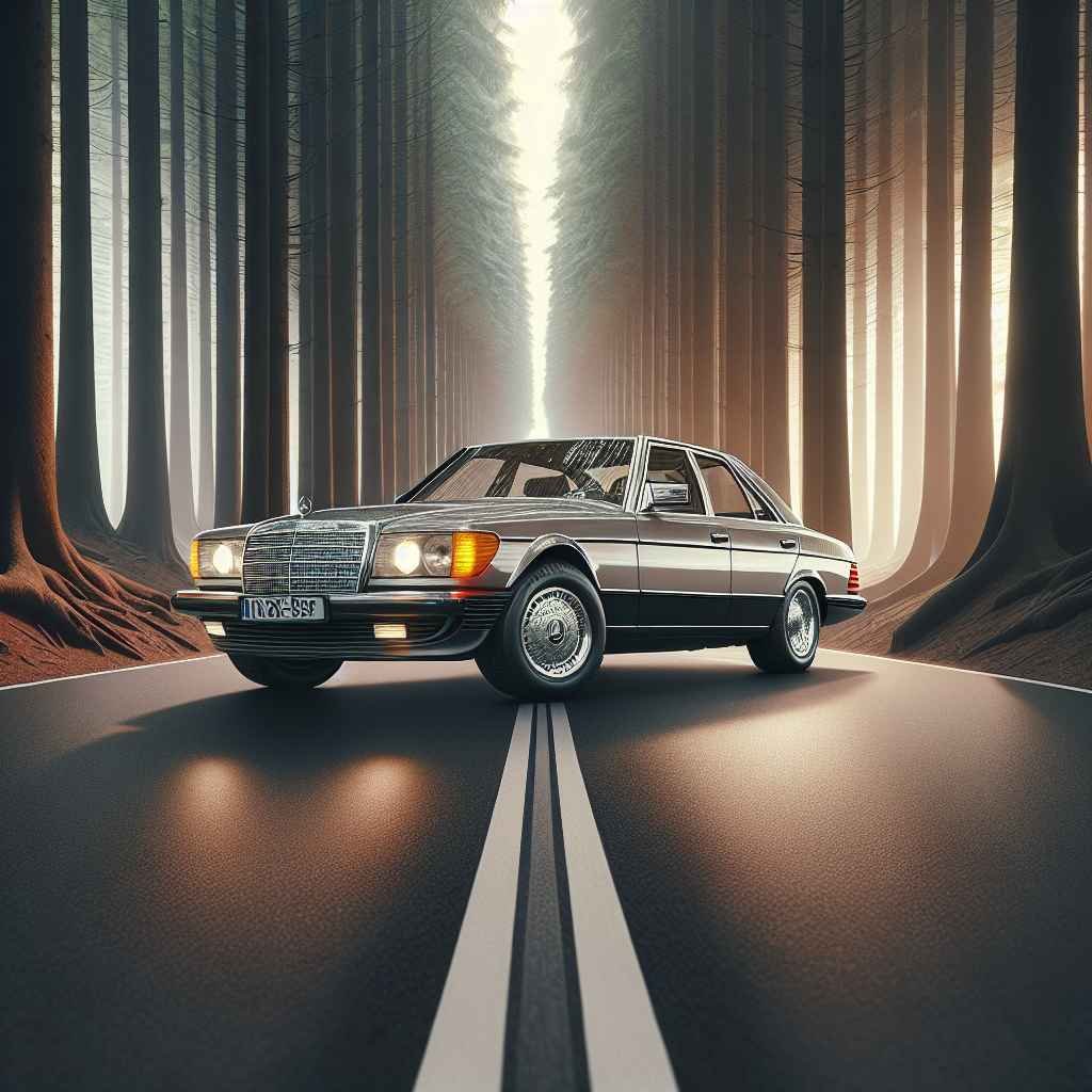 Mercedes-Benz W126 (S-Class) u elegantnoj pozi, prestižan look, predstavlja luksuz i inovaciju 80-ih godina.