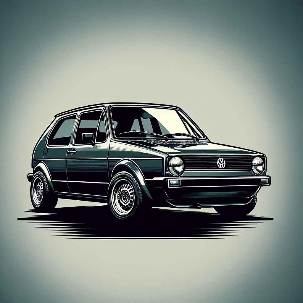 Volkswagen Golf Mk1 parkiran, ikoničan dizajn, simbol kompaktnih automobila, predstavlja generaciju i automobilsku evoluciju.