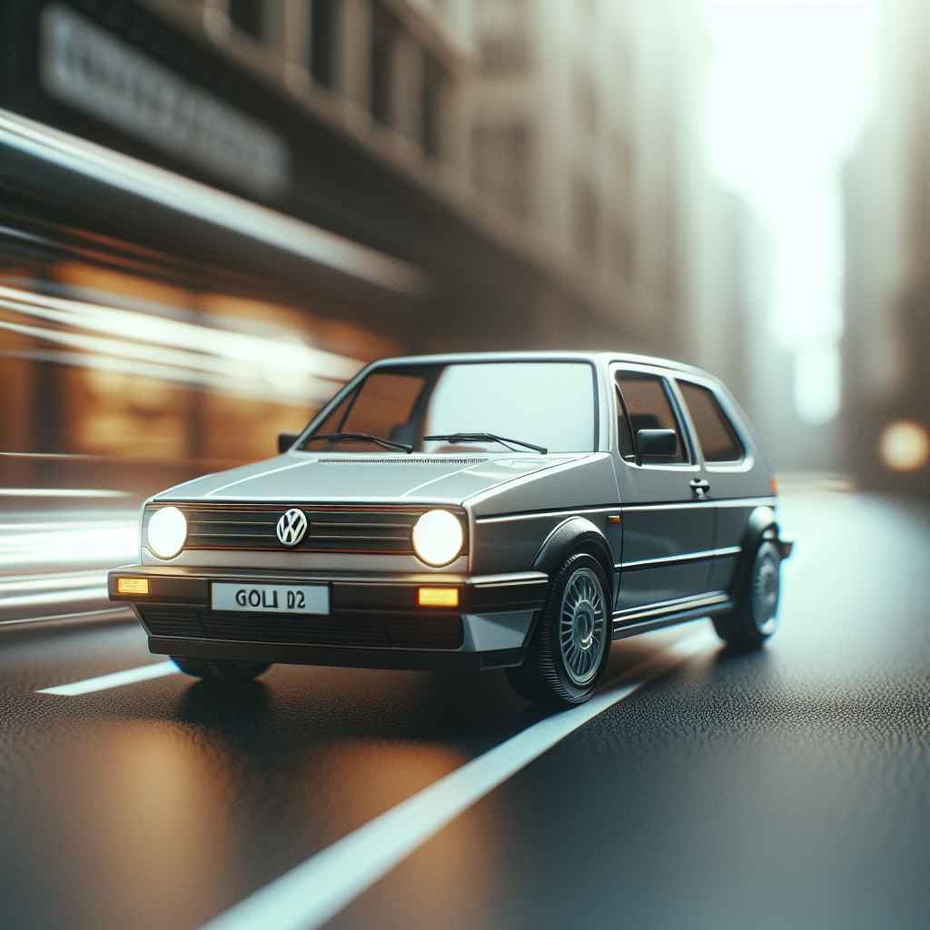 Volkswagen Golf Mk3 u vožnji, ikonički dizajn, prepoznatljivi konturi, simbol '90-ih.