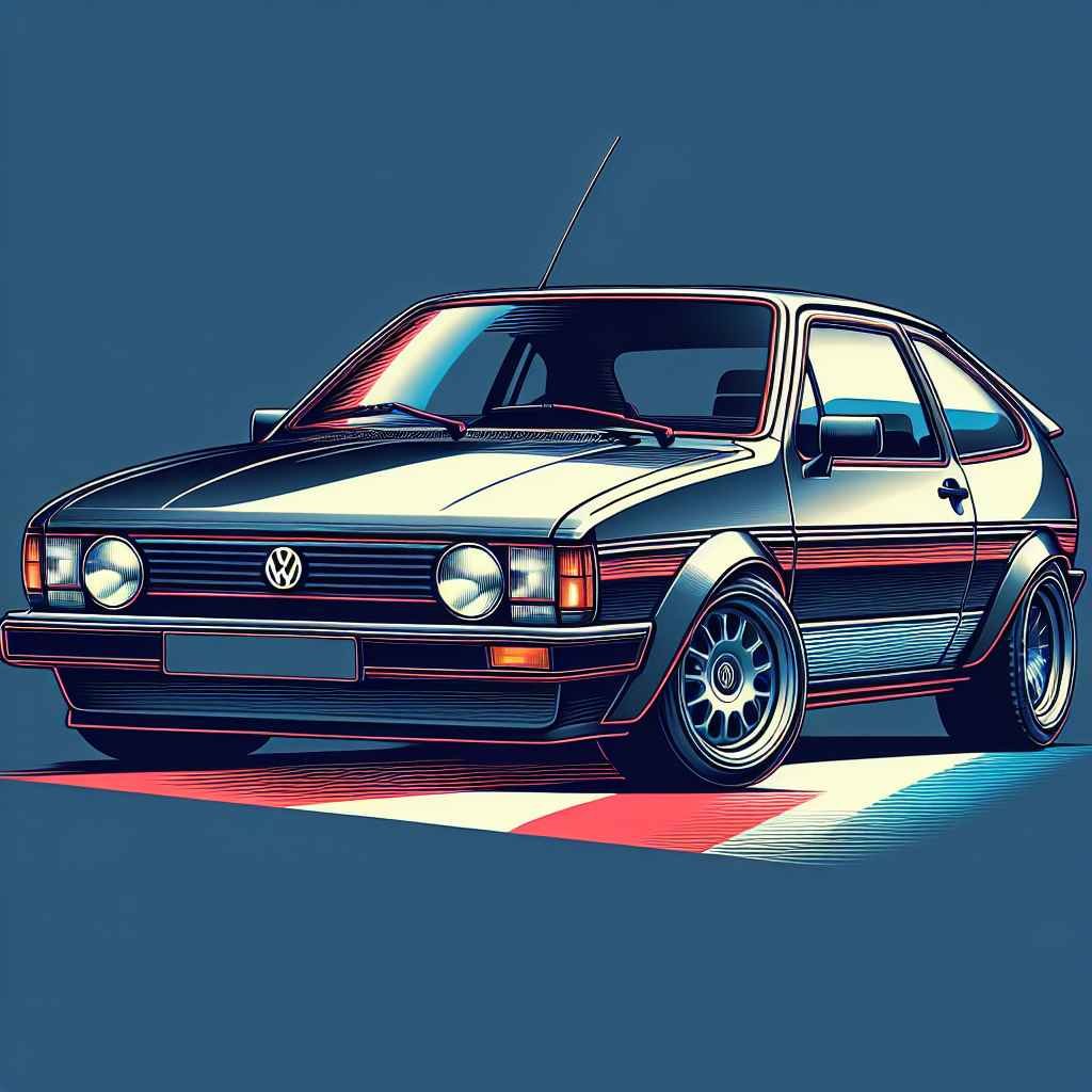 Volkswagen Scirocco Mk2 na slikama često pri brzinskim testiranjima, prepoznatljiv, sportski profil, 80-ih godina.